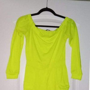 Fashion Nova neon yellow short romper with pockets like new condition soft